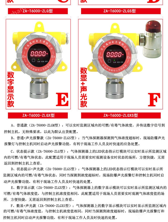 化工廠倉庫甲烷氣體報警器,無線監測配聲光報警器