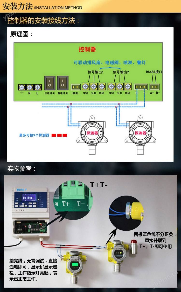 可燃?xì)怏w報(bào)警器安裝接線圖